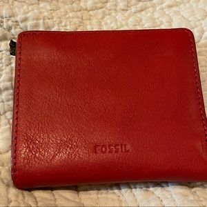 Red small fossil bifold Wallet